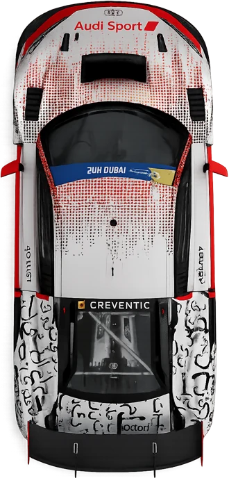The team's Audi R8 LMS GT3 seen from above, in its 24H Dubai livery